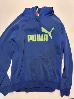 Puma Blue Hoodie with Lime Logo